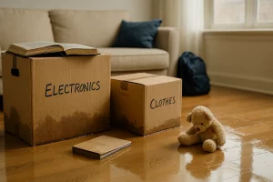Flooded apartment showing property damage