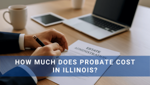 Picture with hands and laptop, how much does probate cost in Illinois
