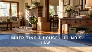 Inside of house with Inheriting a house - Illinois Law overlayed