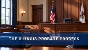 Picture of courtroom with The Illinois Probate Process overlayed