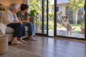 Dog barking at window