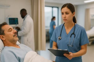 Nurse treating a patient