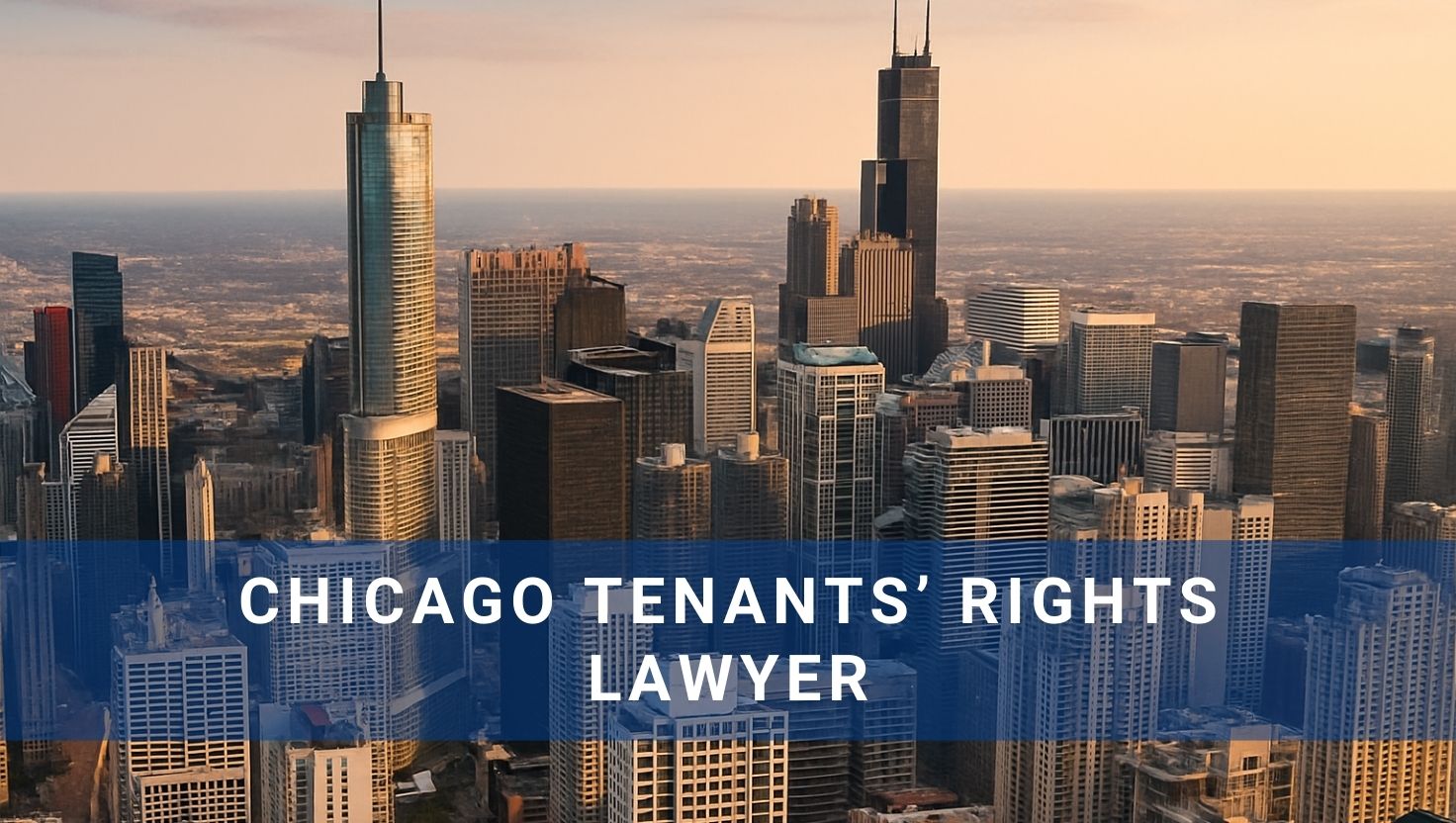 Chicago skyline with chicago tenants' rights lawyer overlay