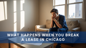 Young man on couch stressed about breaking a lease