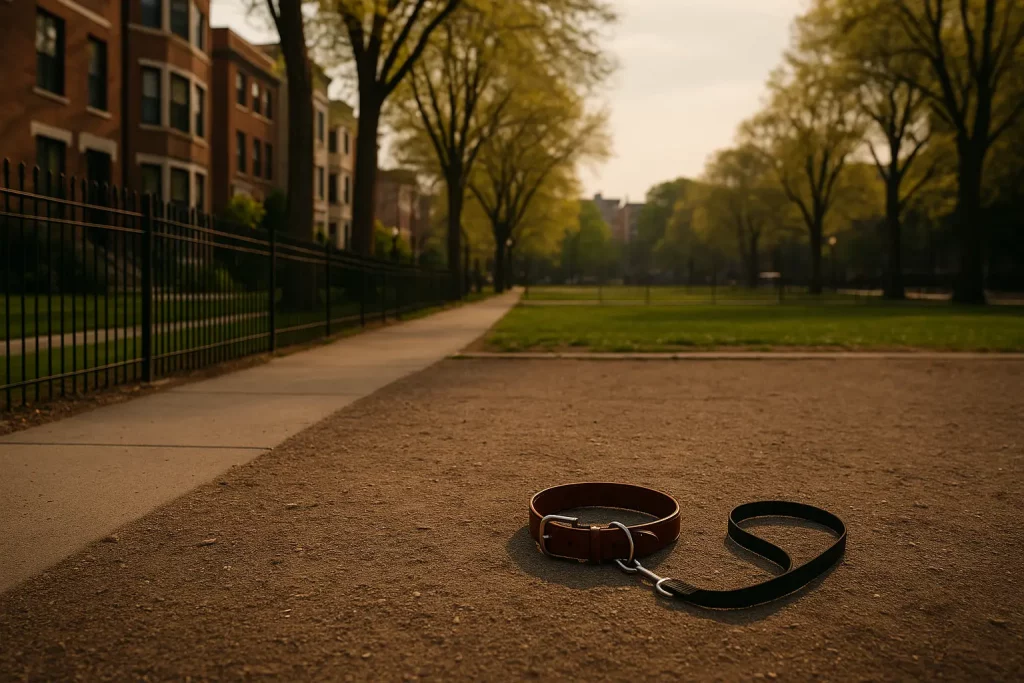 Photo of a leash on the ground