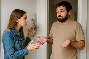 Tenant complaining to landlord about moldy wall