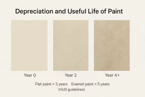 Image showing different states of paint over useful life