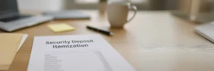 Deposit itemization on security deposit lawyer desk