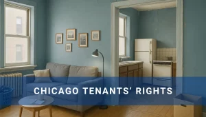 Image of chicago apartment with chicago tenants rights overlayed