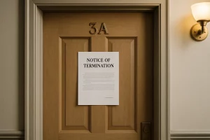 Notice of termination on tenant door