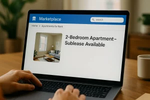 Computer showing a tenant subleasing an apartment