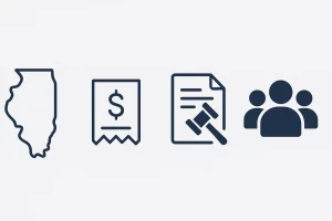 Icons representing why Illinois has effective tenant class actions