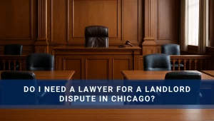 Courtroom with do I need a lawyer superimposed