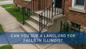 Image showing stairs with text overlay about suing landlord for falls